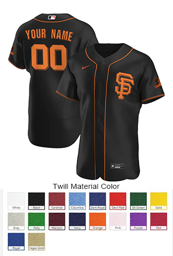 San Francisco Giants Custom Letter and Number Kits for Alternate Jersey Material Twill